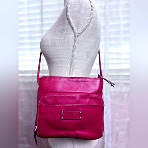 Tignanello Red Pebble Leather Crossbody Organizer Purse